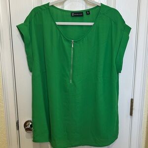New York & Company Green Zip Blouse